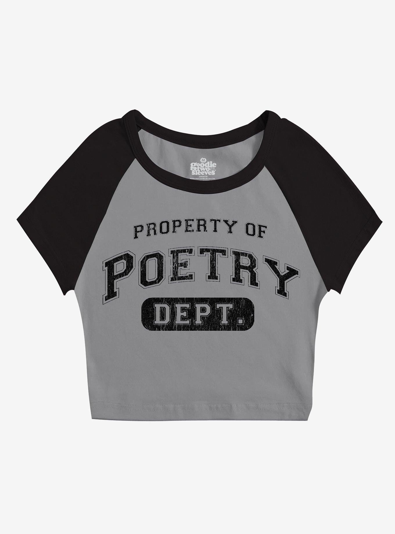 Property Of Poetry Girls Raglan Baby By Goodie Two Sleeves T-Shirt | Trending Graphic Tee For Fans