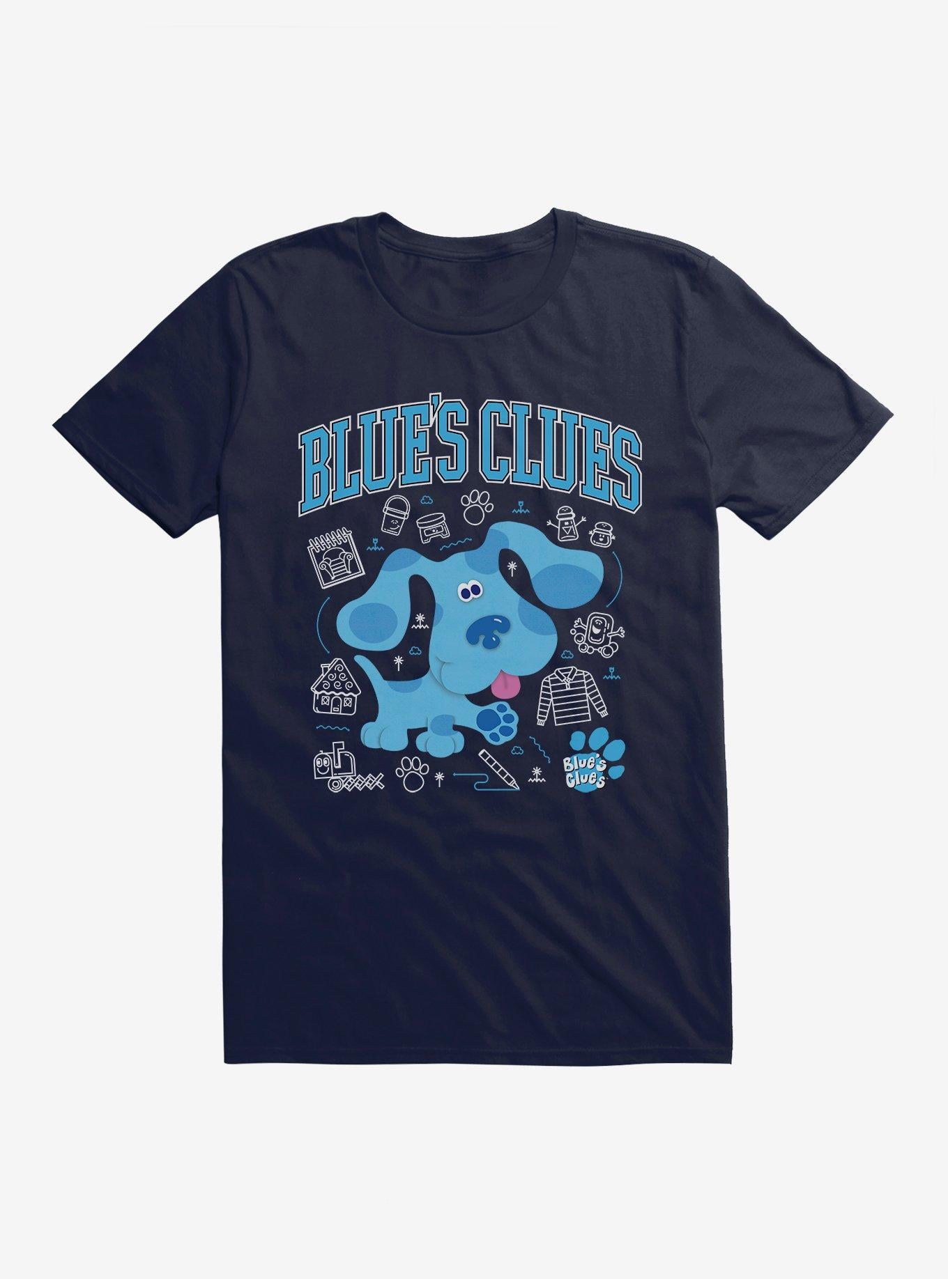 Blue's Clues Collegiate Font Icons T-Shirt | Trending Graphic Tee For Fans