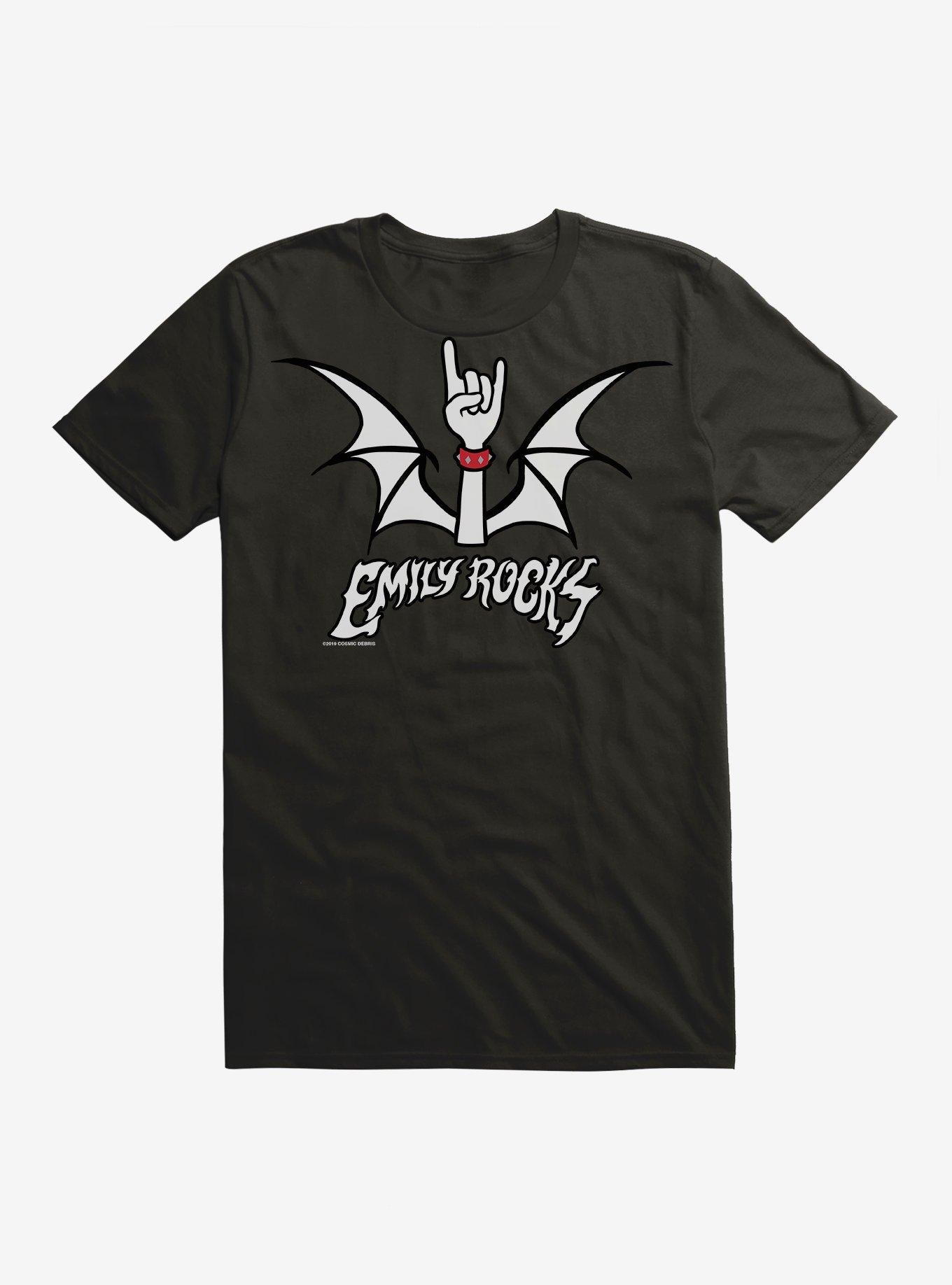 Emily The Strange Emily Rocks Bat Wings Black T-Shirt | Trending Graphic Tee For Fans