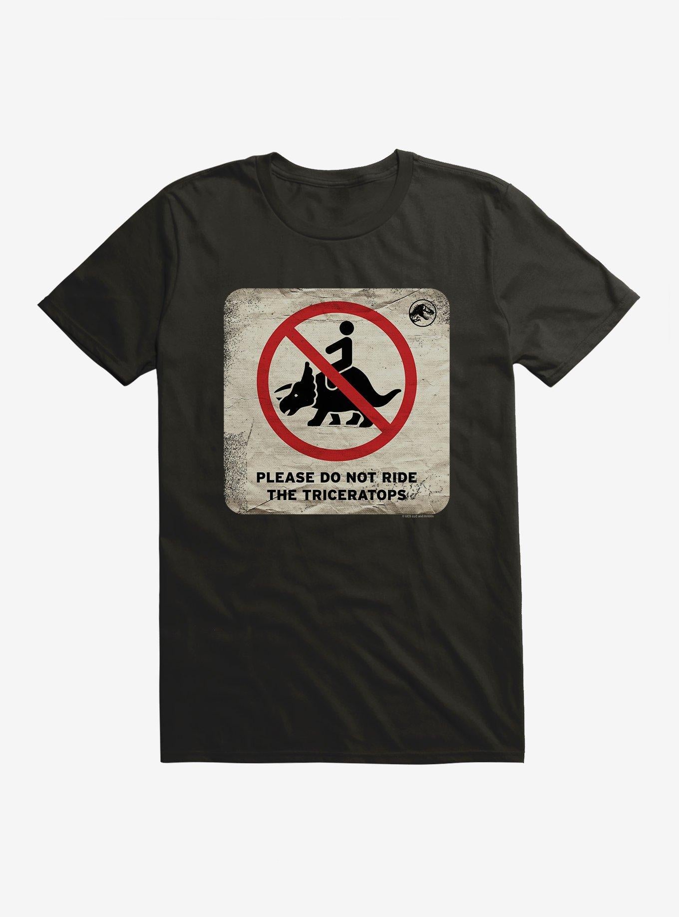 Jurassic World Dominion Do Not Ride Triceratops T-Shirt | Trending Graphic Tee For Fans