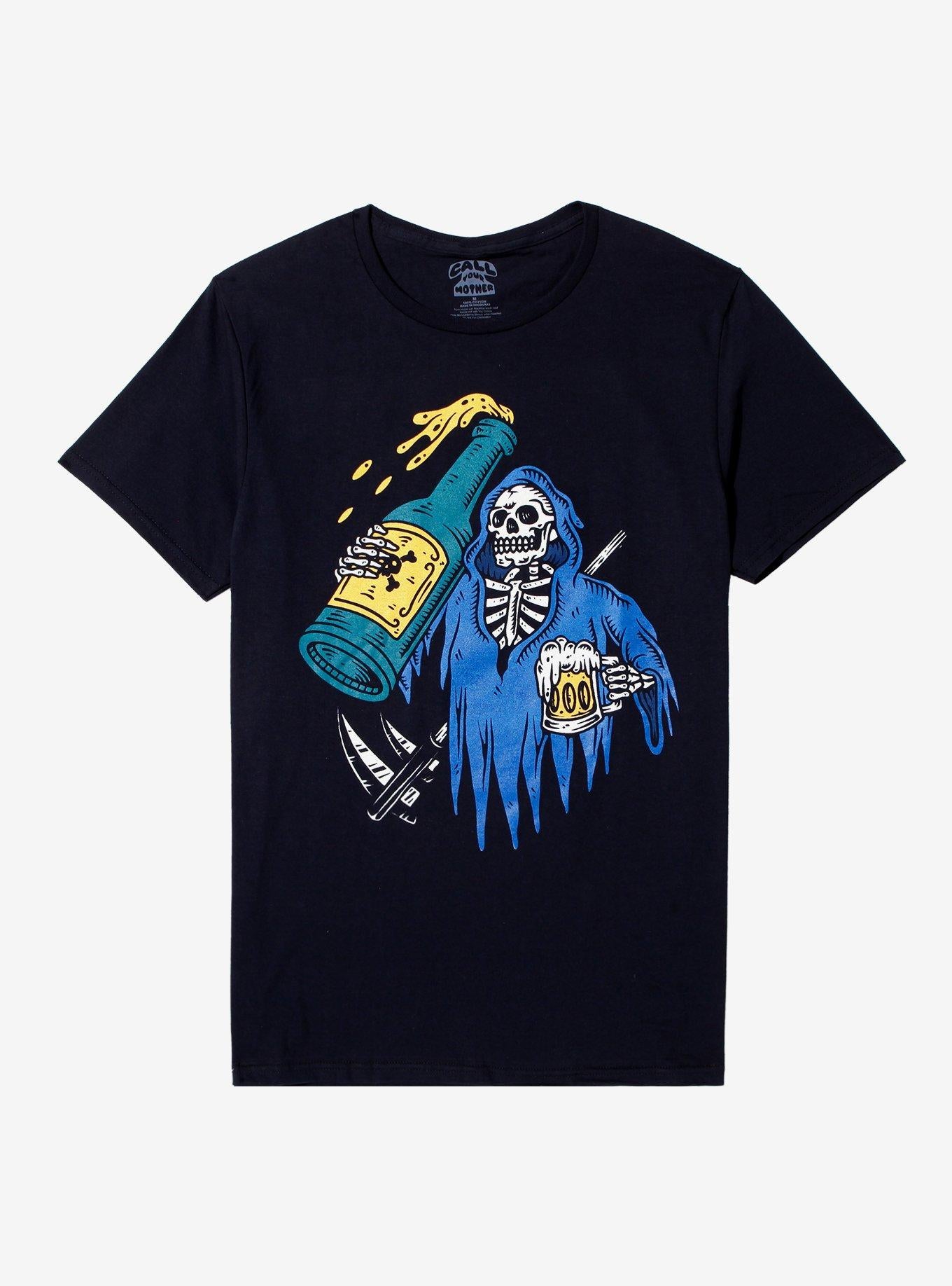Skeleton Reaper Cheers By Call Your Mother T-Shirt | Trending Graphic Tee For Fans