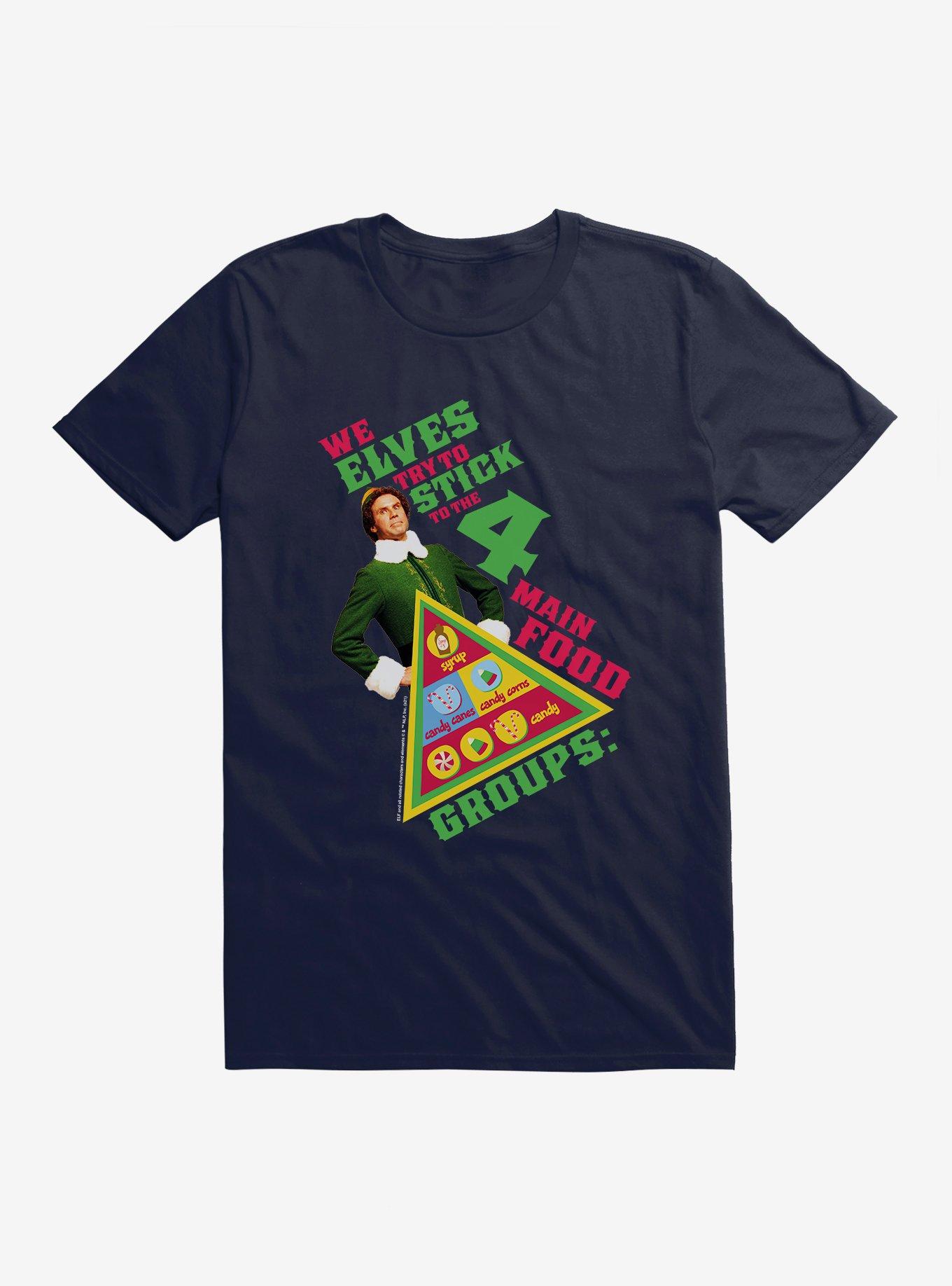 Elf Four Main Food Groups T-Shirt | Trending Graphic Tee For Fans