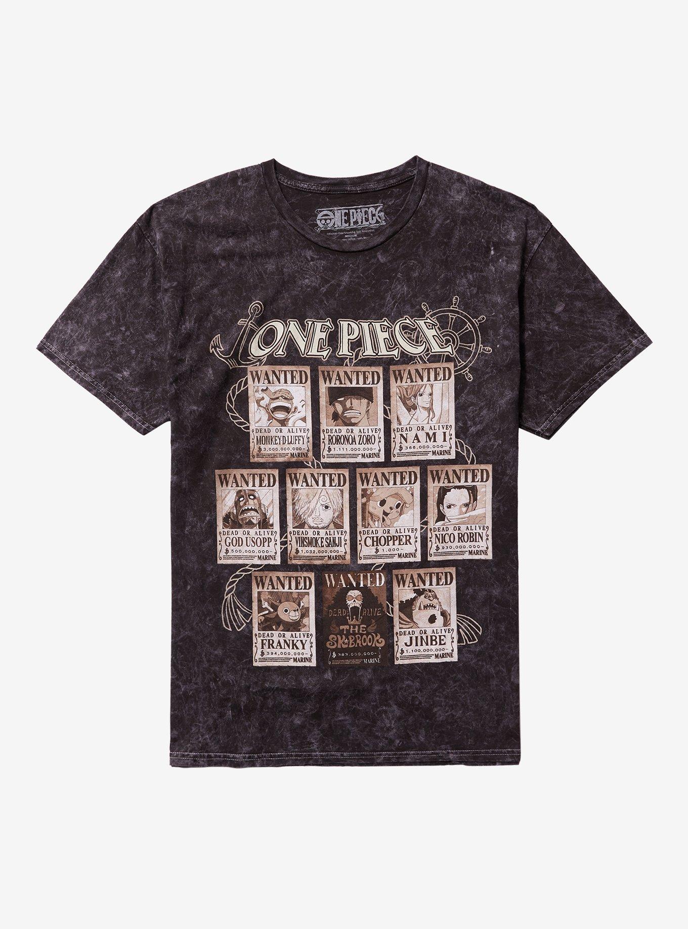 One Piece Wanted Posters Grid Dark Wash T-Shirt | Trending Graphic Tee For Fans