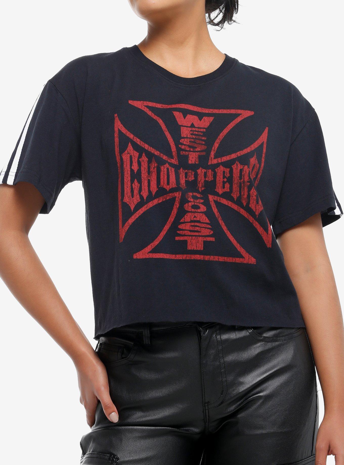 West Coast Choppers Stripe Girls Crop T-Shirt | Trending Graphic Tee For Fans