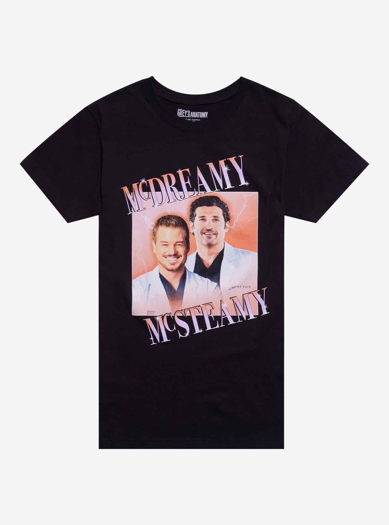 Grey's Anatomy McDreamy & McSteamy Boyfriend Fit Girls T-Shirt | Trending Graphic Tee For Fans