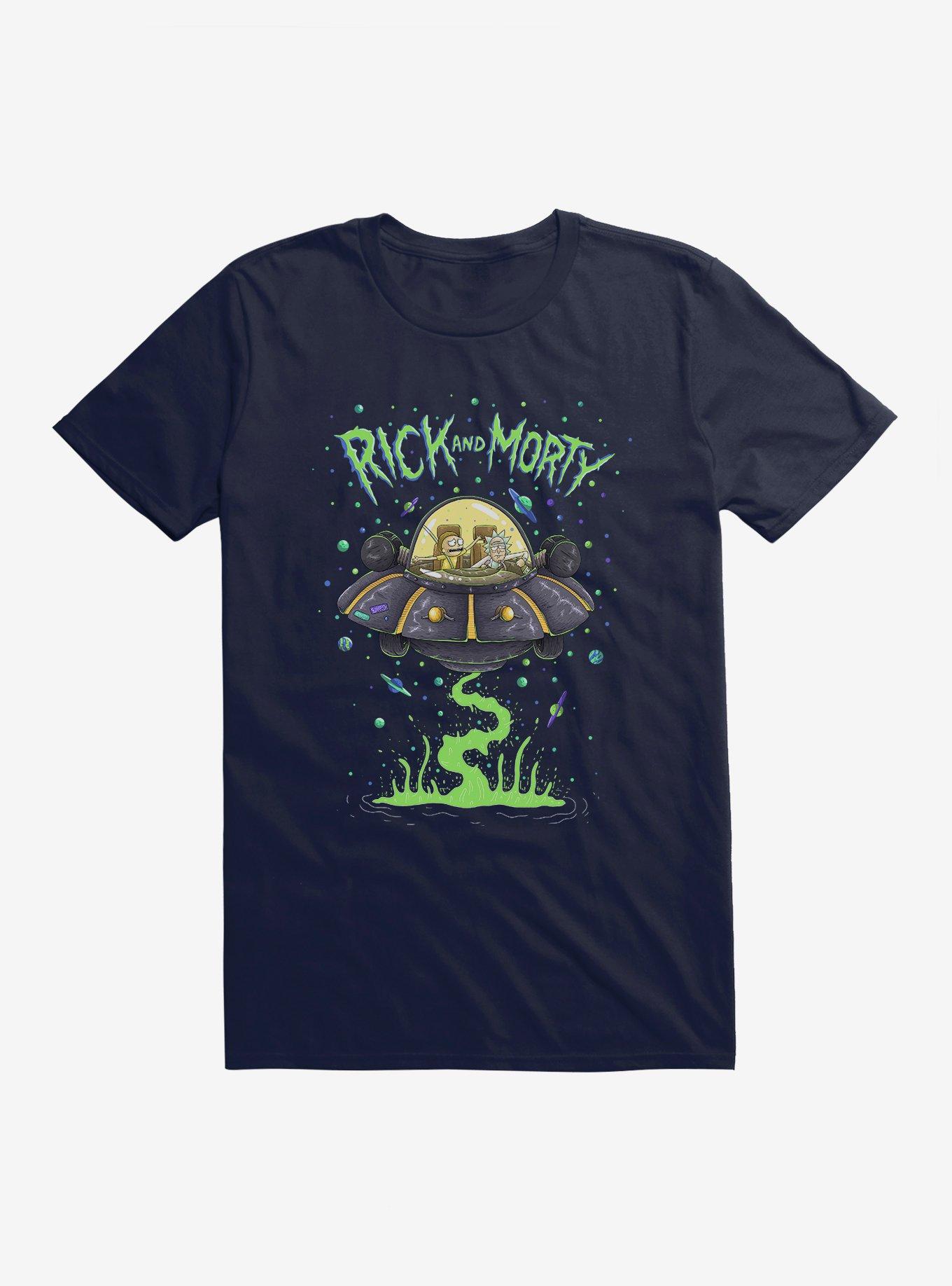 Rick And Morty The Space Cruiser Neon T-Shirt | Trending Graphic Tee For Fans