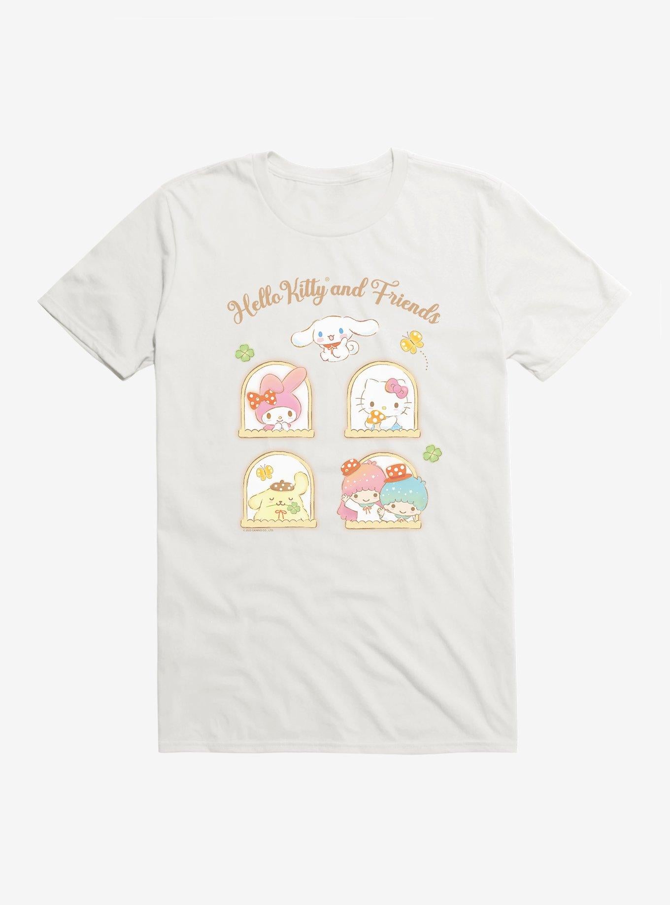 Hello Kitty And Friends Mushroom Garden Portrait Tiles T-Shirt | Trending Graphic Tee For Fans