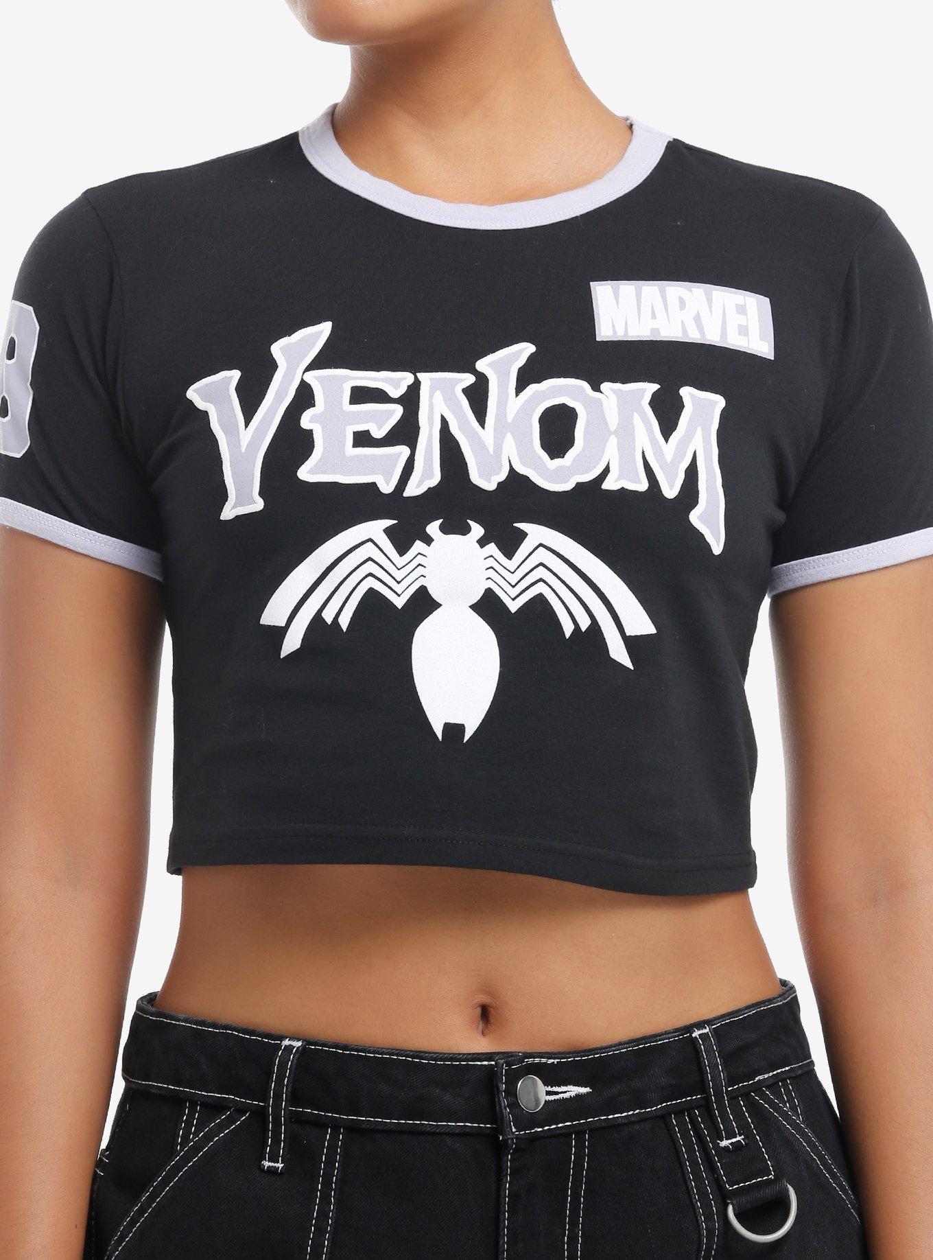 Marvel Venom Puff Paint Girls Ringer Baby T-Shirt | Trending Graphic Tee For Fans