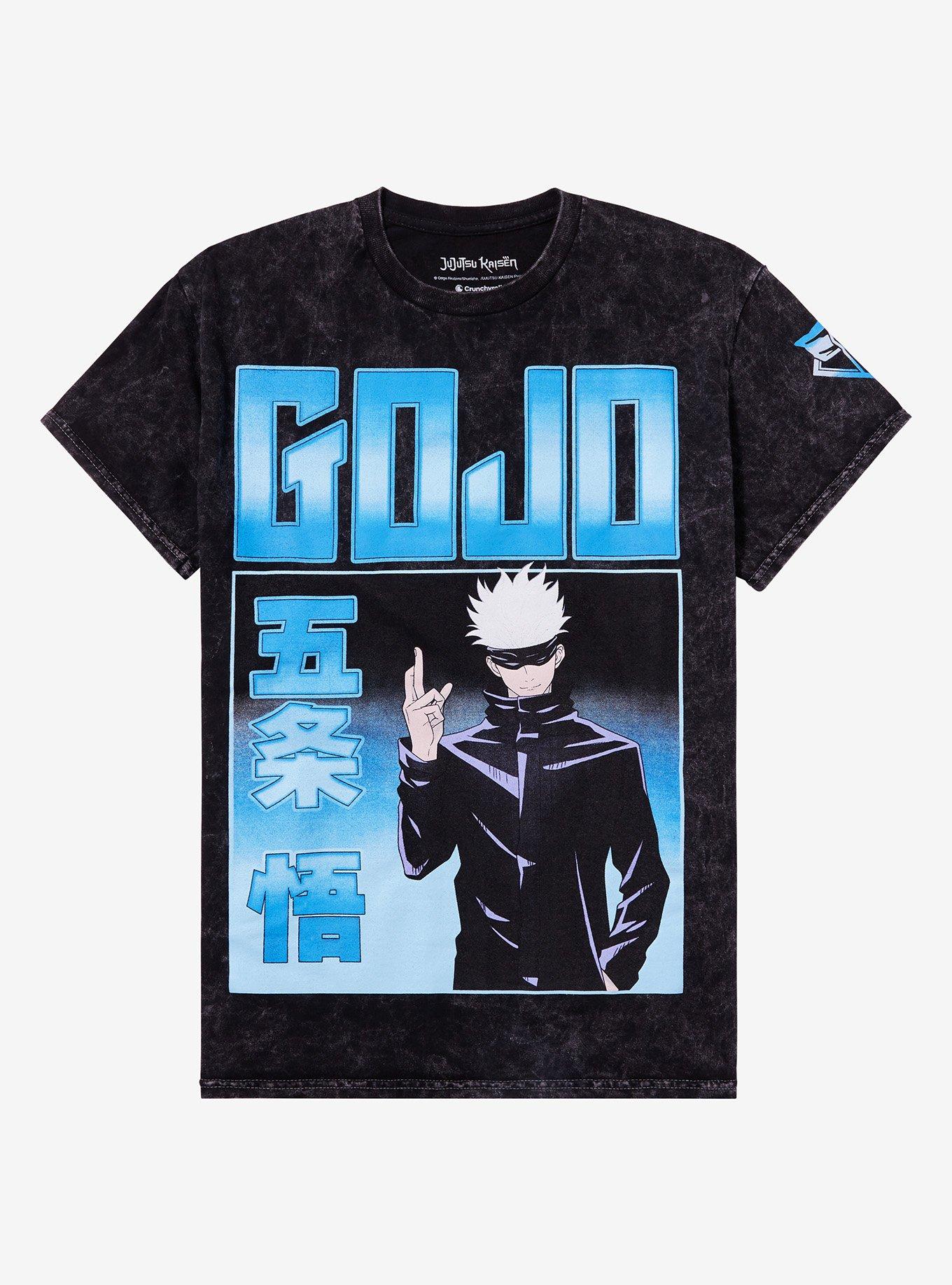 Jujutsu Kaisen Gojo Jumbo Print Dark Wash Boyfriend Fit Girls T-Shirt | Trending Graphic Tee For Fans