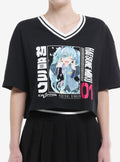 Hatsune Miku Varsity Stripe Girls Crop T-Shirt | Trending Graphic Tee For Fans