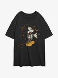 Disney Mickey Mouse Skeleton Bats Girls Oversized T-Shirt | Trending Graphic Tee For Fans