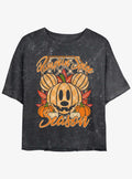 Disney Mickey Mouse Pumpkin Spice Girls Mineral Wash Crop T-Shirt | Trending Graphic Tee For Fans