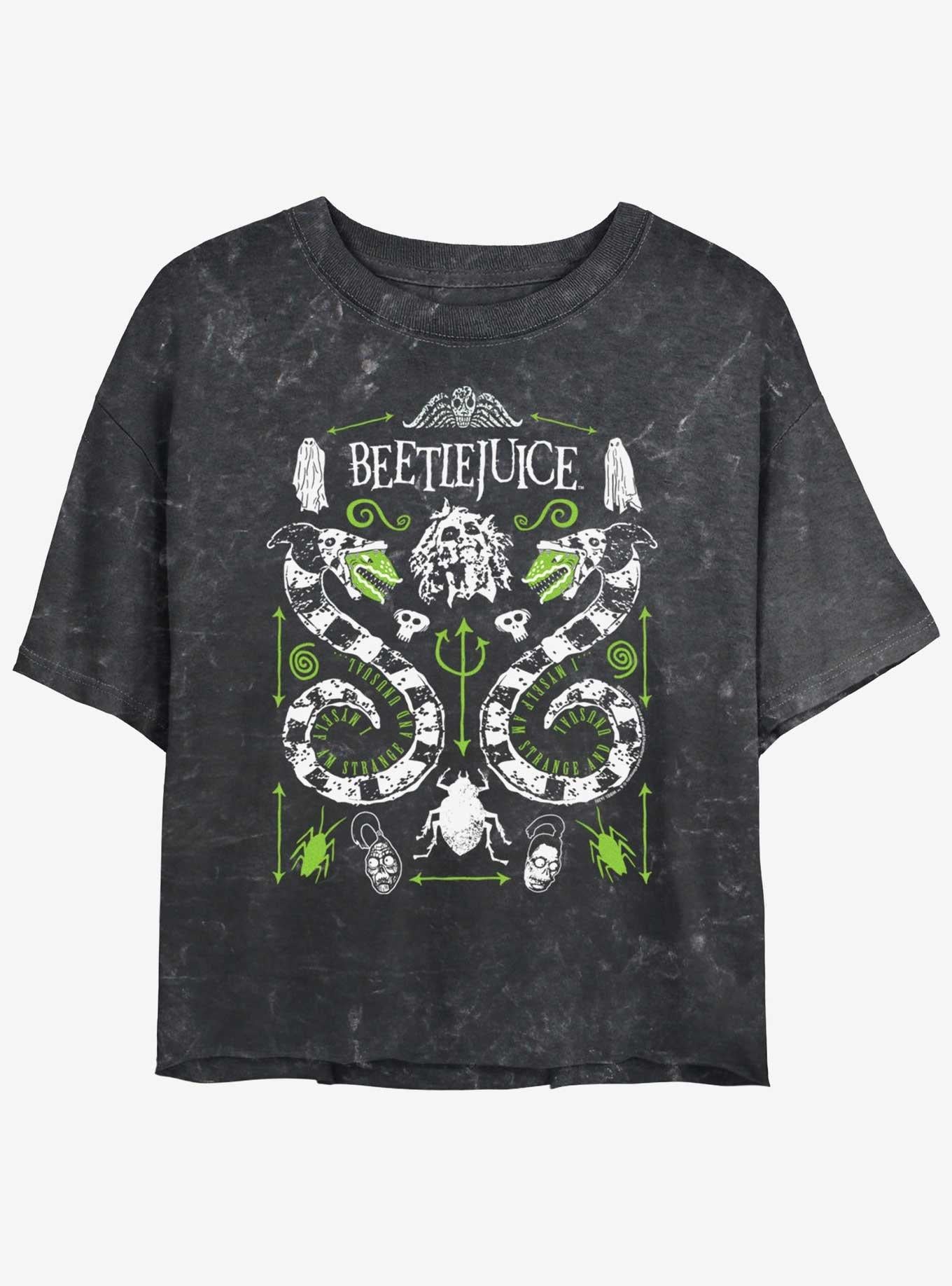 Beetlejuice Sandworm Folk Girls Mineral Wash Crop T-Shirt | Trending Graphic Tee For Fans