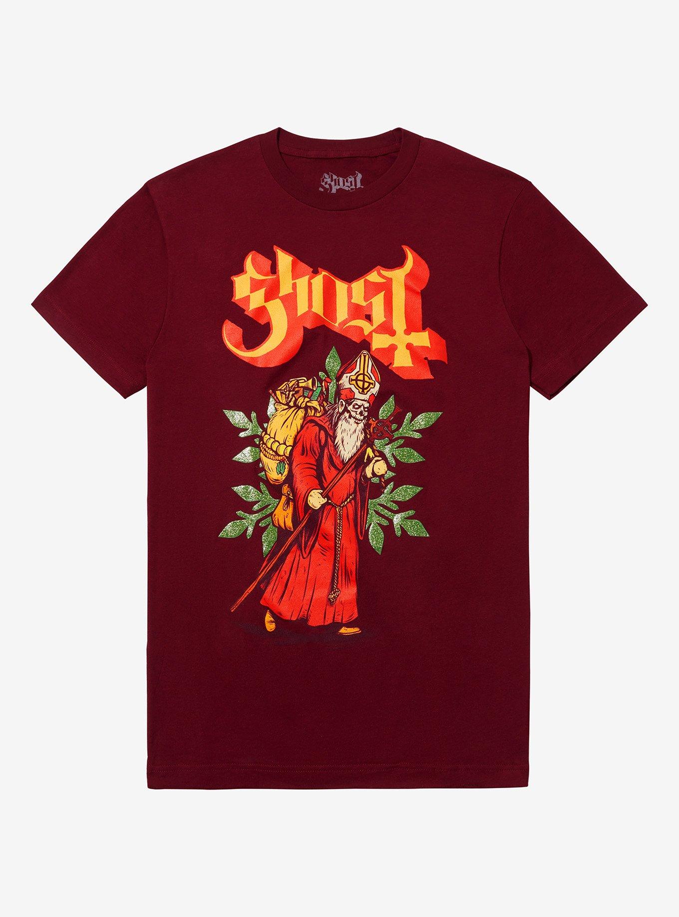 Ghost Papa Noel Glitter Relaxed Fit Girls T-Shirt | Trending Graphic Tee For Fans