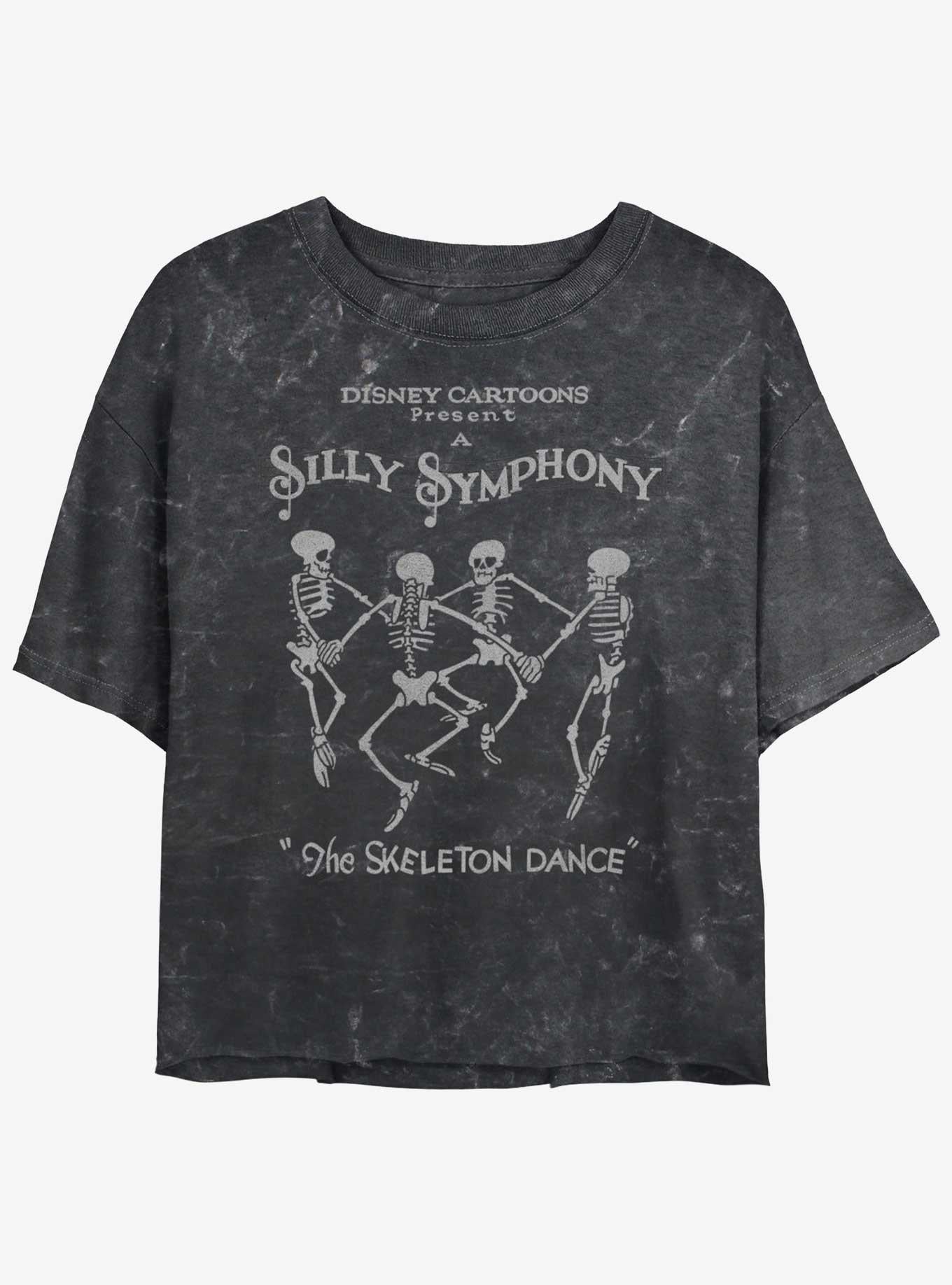 Disney Silly Symphony Skeleton Dance Girls Mineral Wash Crop T-Shirt | Trending Graphic Tee For Fans