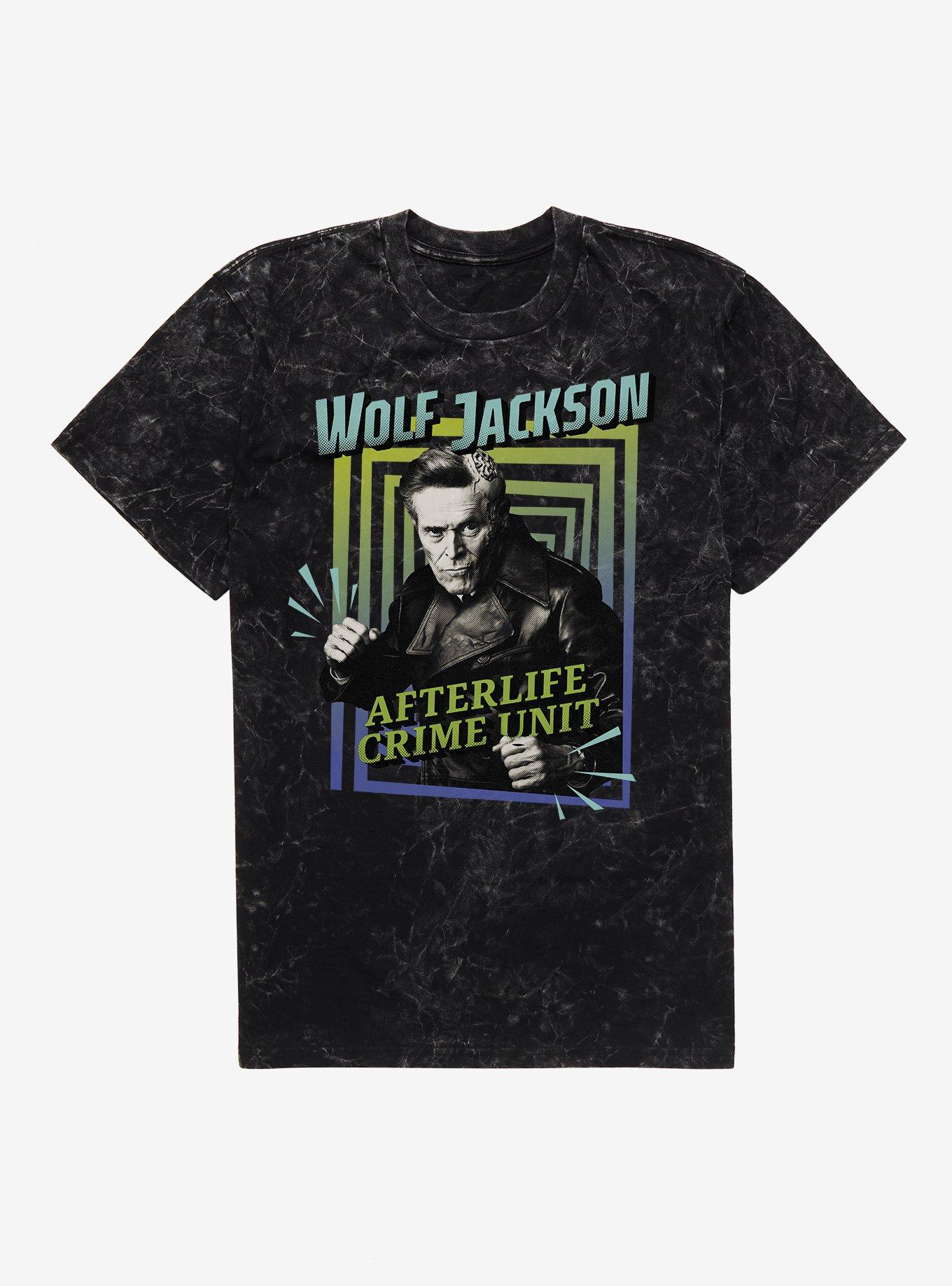 Beetlejuice Beetlejuice Wolf Jackson Afterlife Crime Unit Mineral Wash T-Shirt | Trending Graphic Tee For Fans