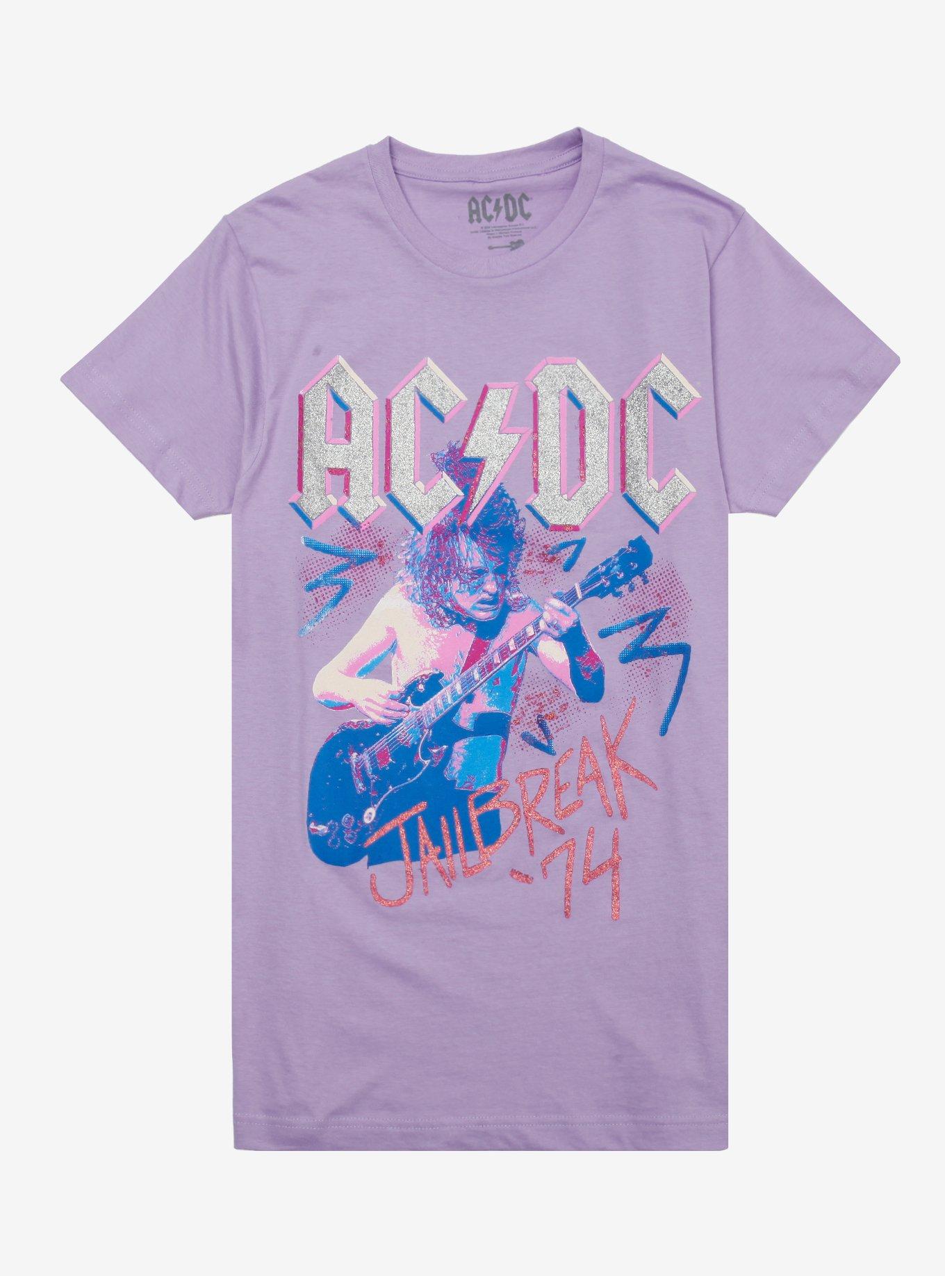 AC DC Jailbreak '74 Glitter Relaxed Fit Girls T-Shirt | Trending Graphic Tee For Fans
