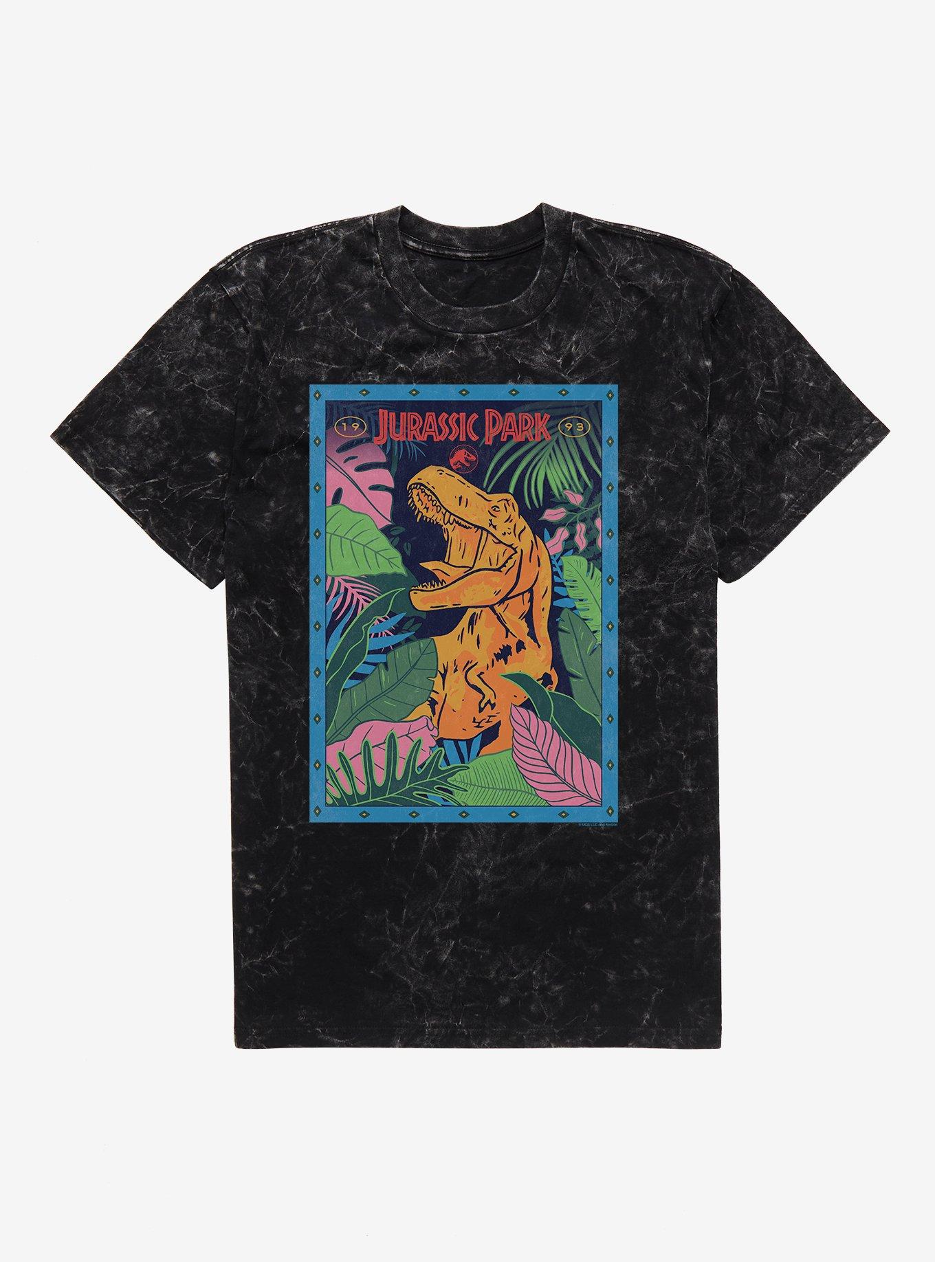 Jurassic Park Retro Jungle Poster Mineral Wash T-Shirt | Trending Graphic Tee For Fans
