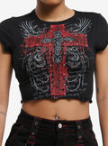 Gothic Cross Filigree Rivets Girls Baby T-Shirt | Trending Graphic Tee For Fans