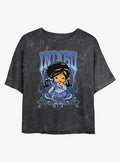 Rainbow Brite Indigo Nouveau Portrait Girls Mineral Wash Crop T-Shirt | Trending Graphic Tee For Fans