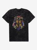 Harry Potter Hogwarts Floral Crest Mineral Wash T-Shirt | Trending Graphic Tee For Fans