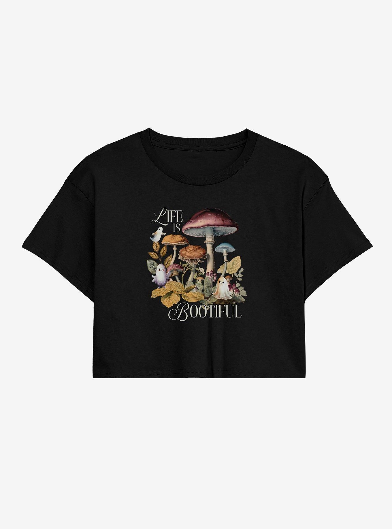 Life Is Bootiful Mushroom Girls Crop T-Shirt | Trending Graphic Tee For Fans