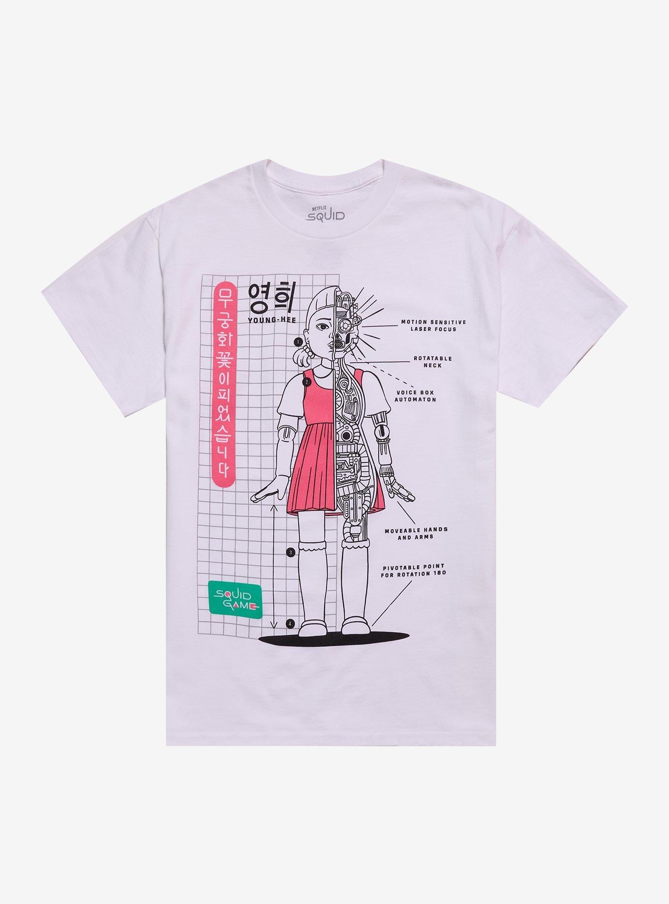 Squid Game Red Light Green Light Doll Split T-Shirt | Trending Graphic Tee For Fans