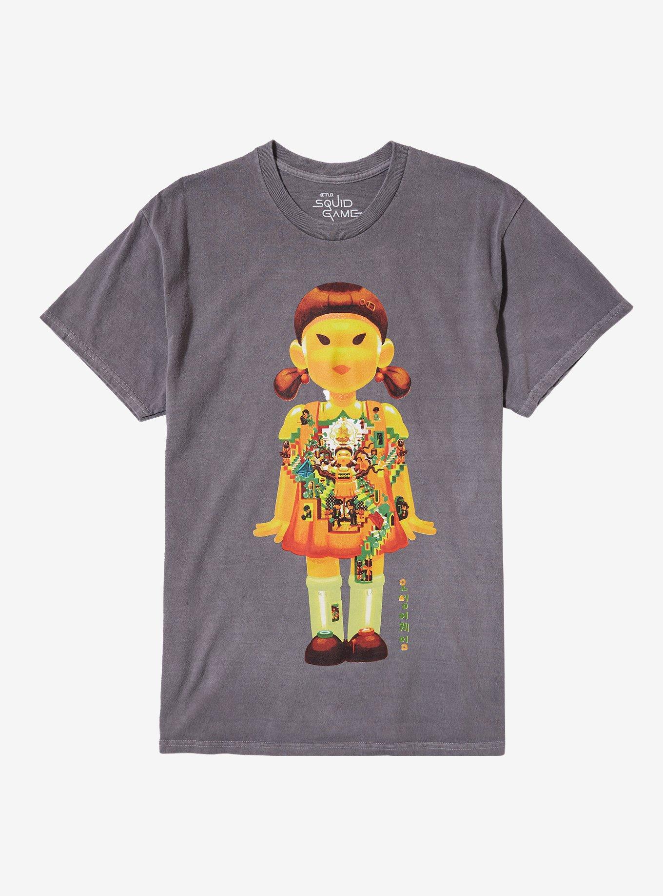 Squid Game 2 Doll Stairs Dark Wash T-Shirt | Trending Graphic Tee For Fans