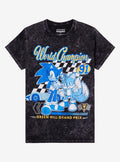 Sonic The Hedgehog World Champion Dark Wash Boyfriend Fit Girls T-Shirt | Trending Graphic Tee For Fans