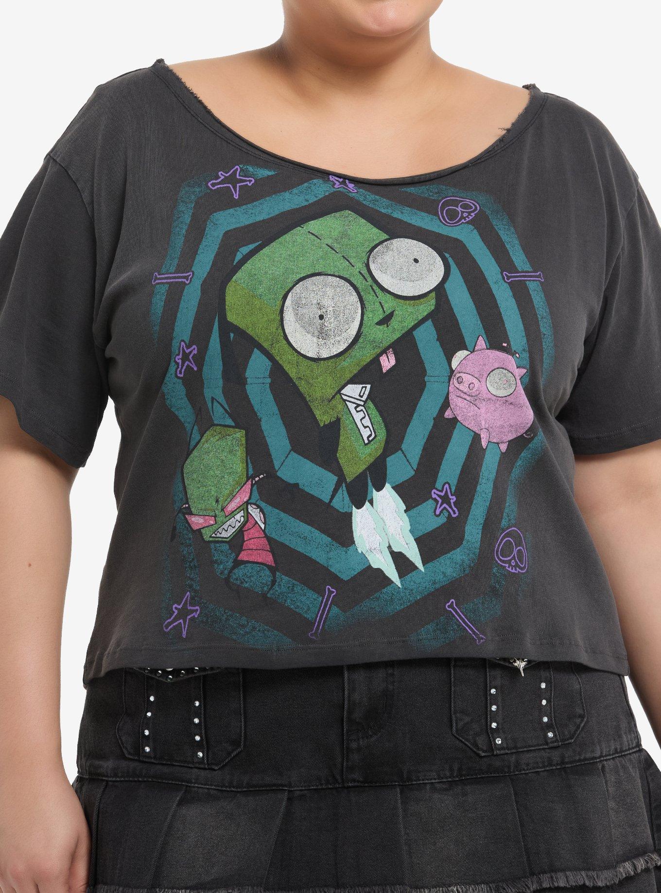 Invader Zim Off-The-Shoulder Girls Crop Plus Size T-Shirt | Trending Graphic Tee For Fans