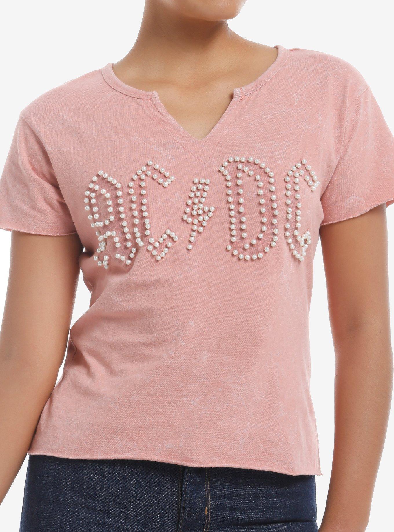 AC DC Pearl Logo Girls V-Neck T-Shirt | Trending Graphic Tee For Fans
