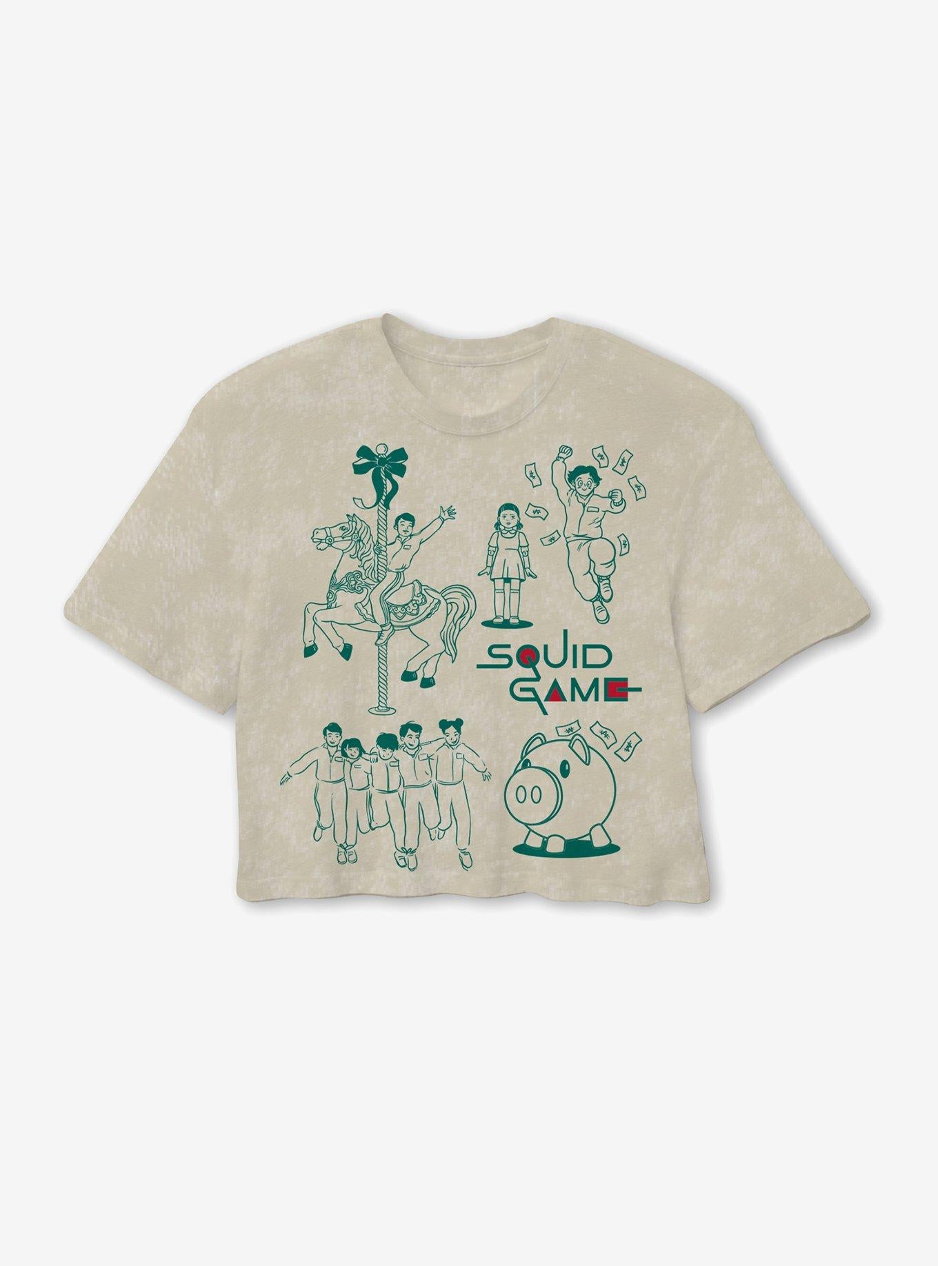 Squid Game 2 Cream Mineral Wash Girls Skimmer T-Shirt | Trending Graphic Tee For Fans