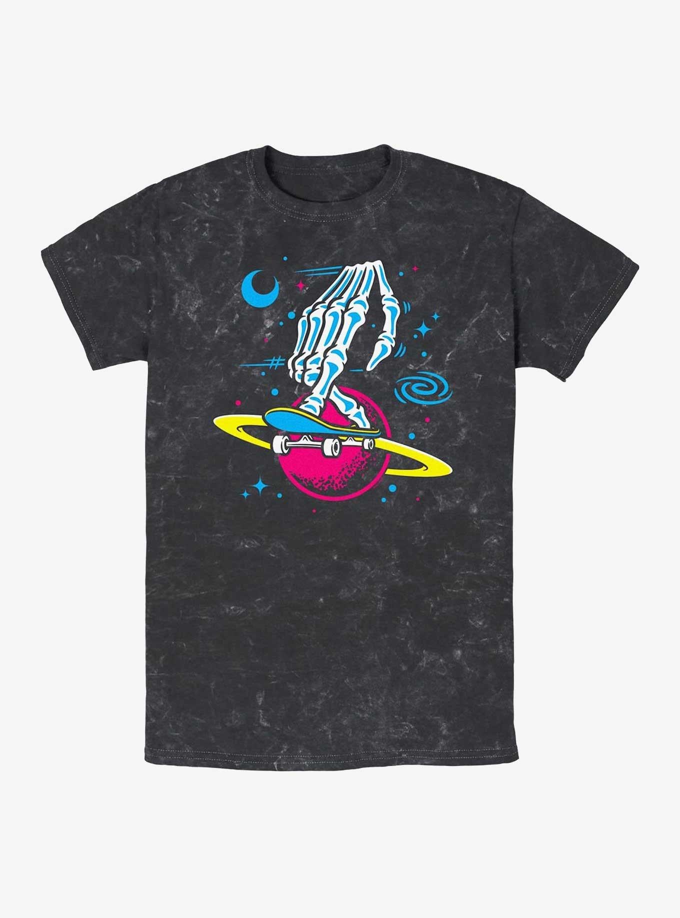 Greg Lutzka Skeletal Hand In Space Mineral Wash T-Shirt | Trending Graphic Tee For Fans