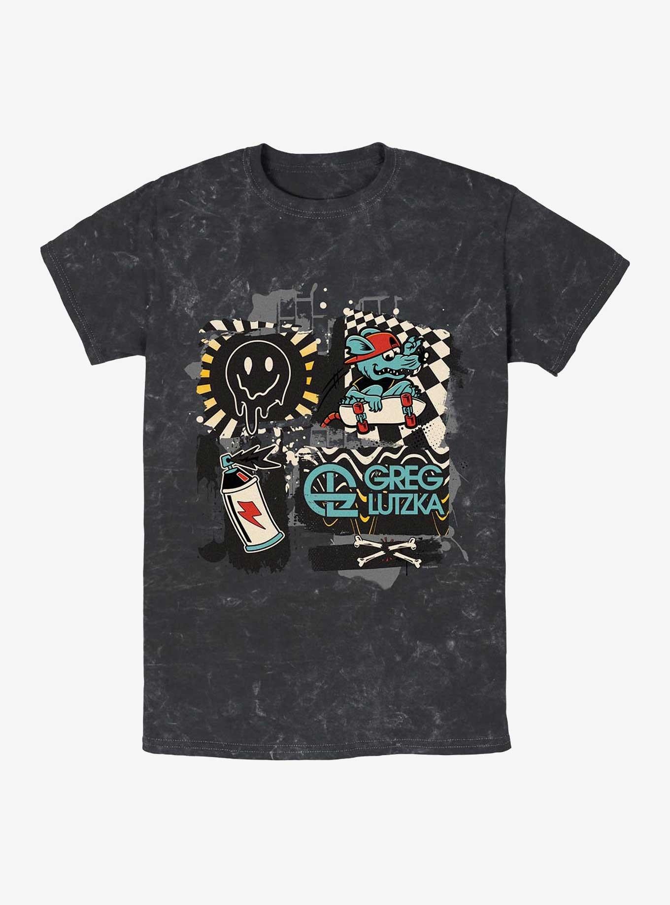 Greg Lutzka Skater Rat Graffiti Mineral Wash T-Shirt | Trending Graphic Tee For Fans