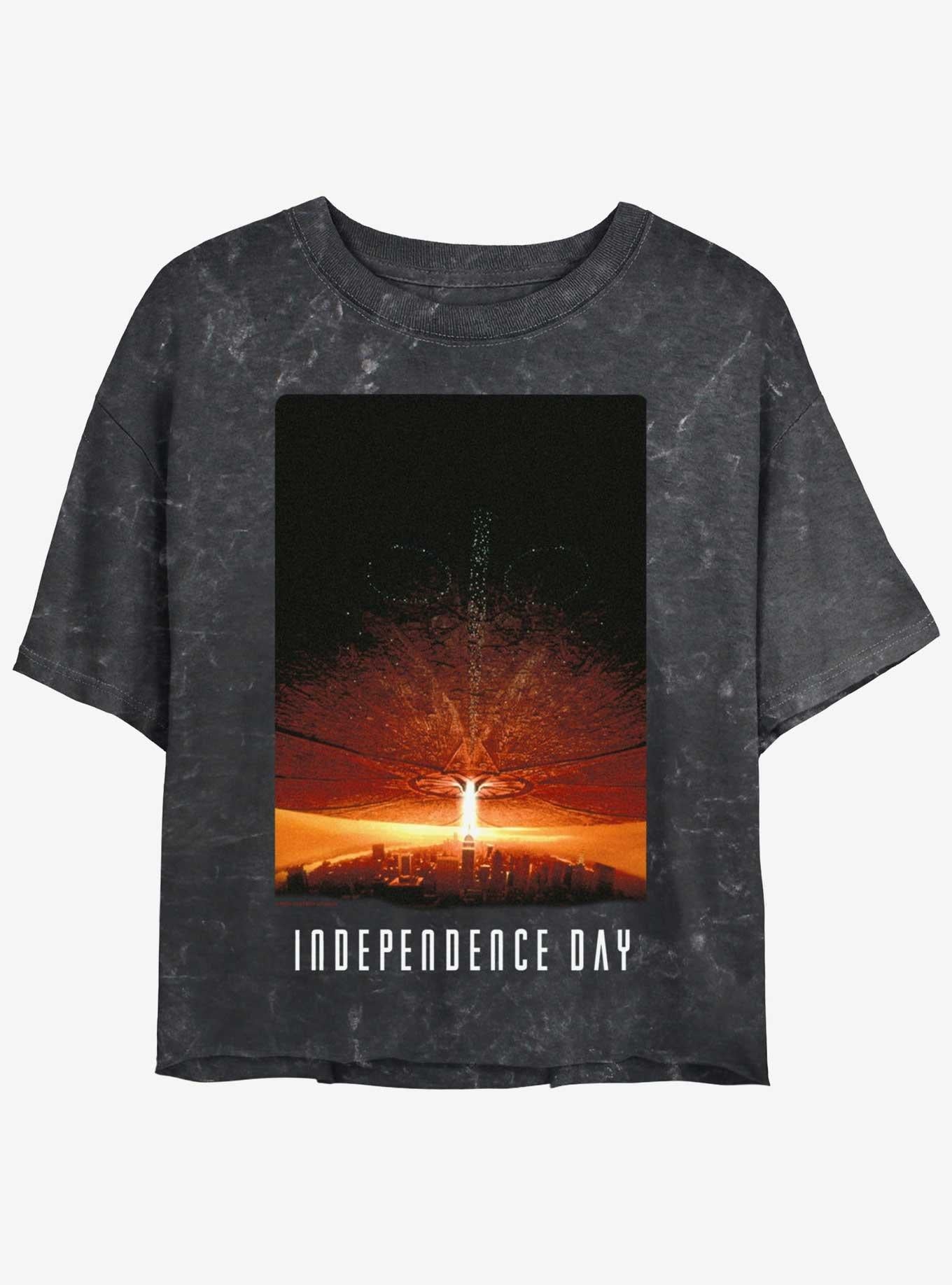Independence Day Poster City Girls Mineral Wash Crop T-Shirt | Trending Graphic Tee For Fans