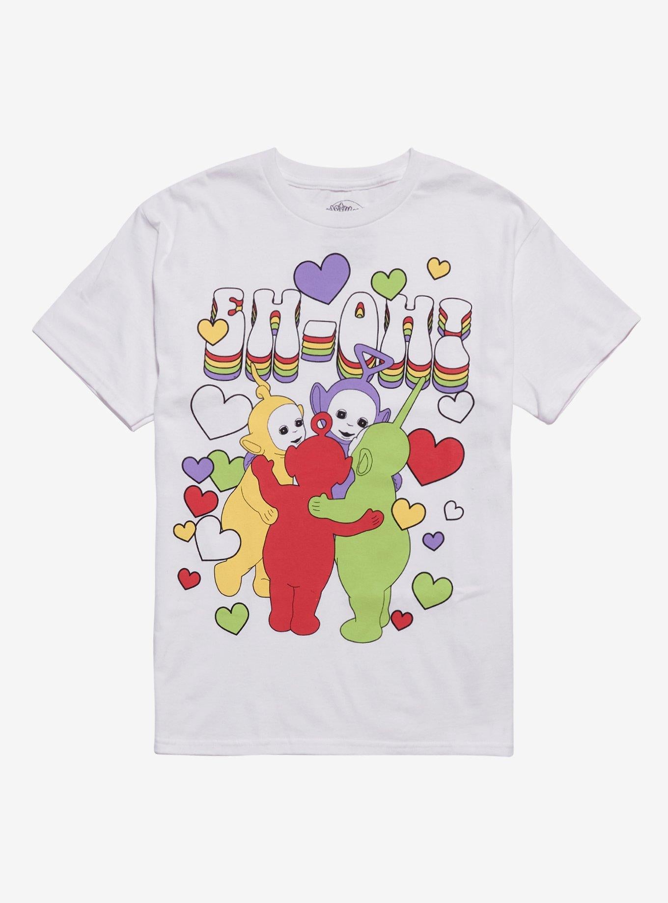 Teletubbies Big Hug Hearts Boyfriend Fit Girls T-Shirt | Trending Graphic Tee For Fans