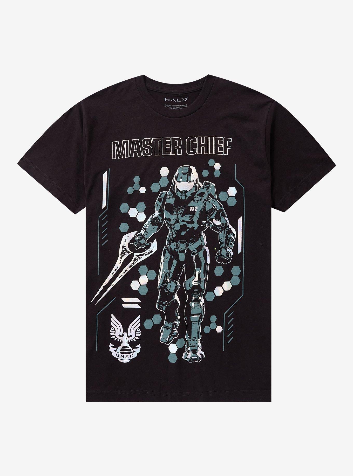 Halo Master Chief Holographic Foil Print T-Shirt | Trending Graphic Tee For Fans