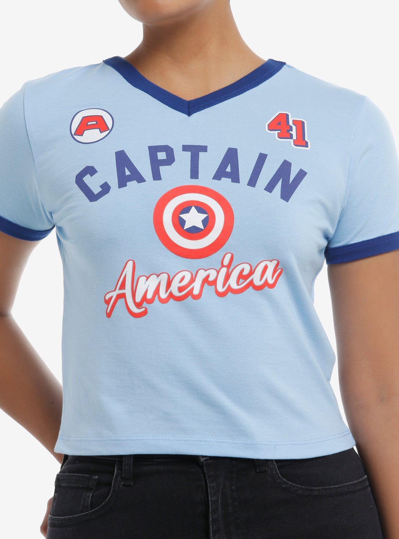 Marvel Captain America Shield Girls Ringer Baby T-Shirt | Trending Graphic Tee For Fans