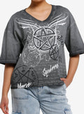 Supernatural Icons Grey Wash Girls T-Shirt | Trending Graphic Tee For Fans