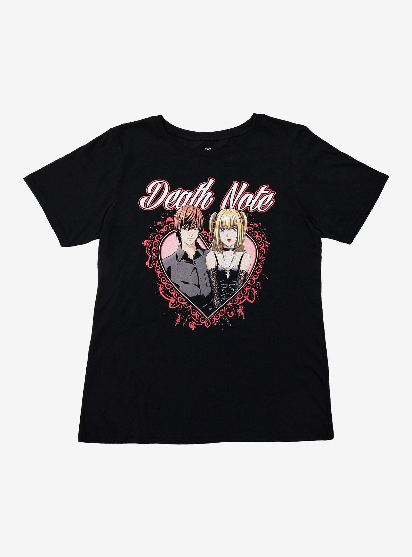 Death Note Misa & Light Heart Filigree Boyfriend Fit Girls T-Shirt | Trending Graphic Tee For Fans