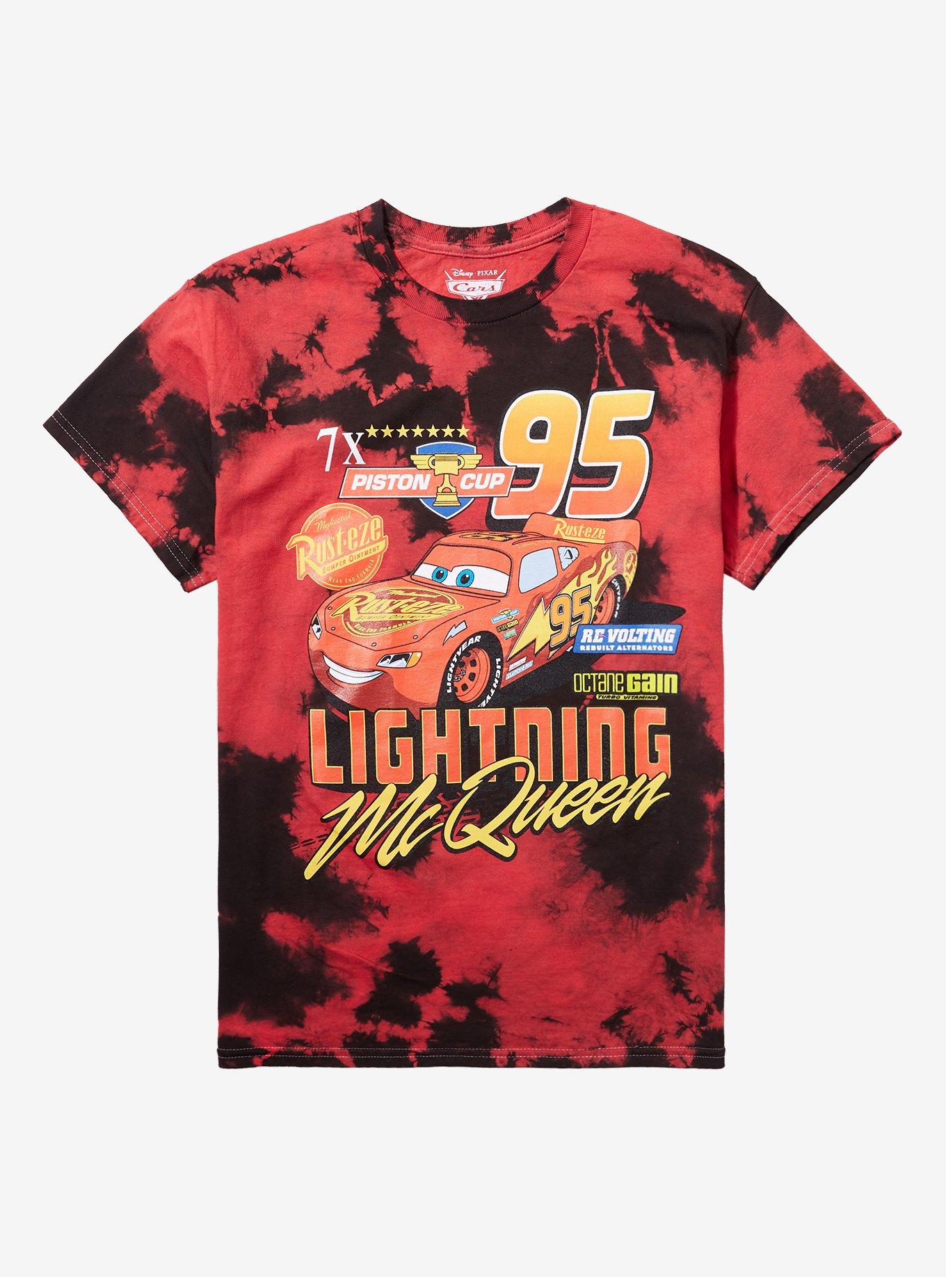 Disney Pixar Cars Lightning McQueen Tie-Dye Boyfriend Fit Girls T-Shirt | Trending Graphic Tee For Fans