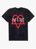 HIM Red Heartagram Mineral Wash T-Shirt | Trending Graphic Tee For Fans