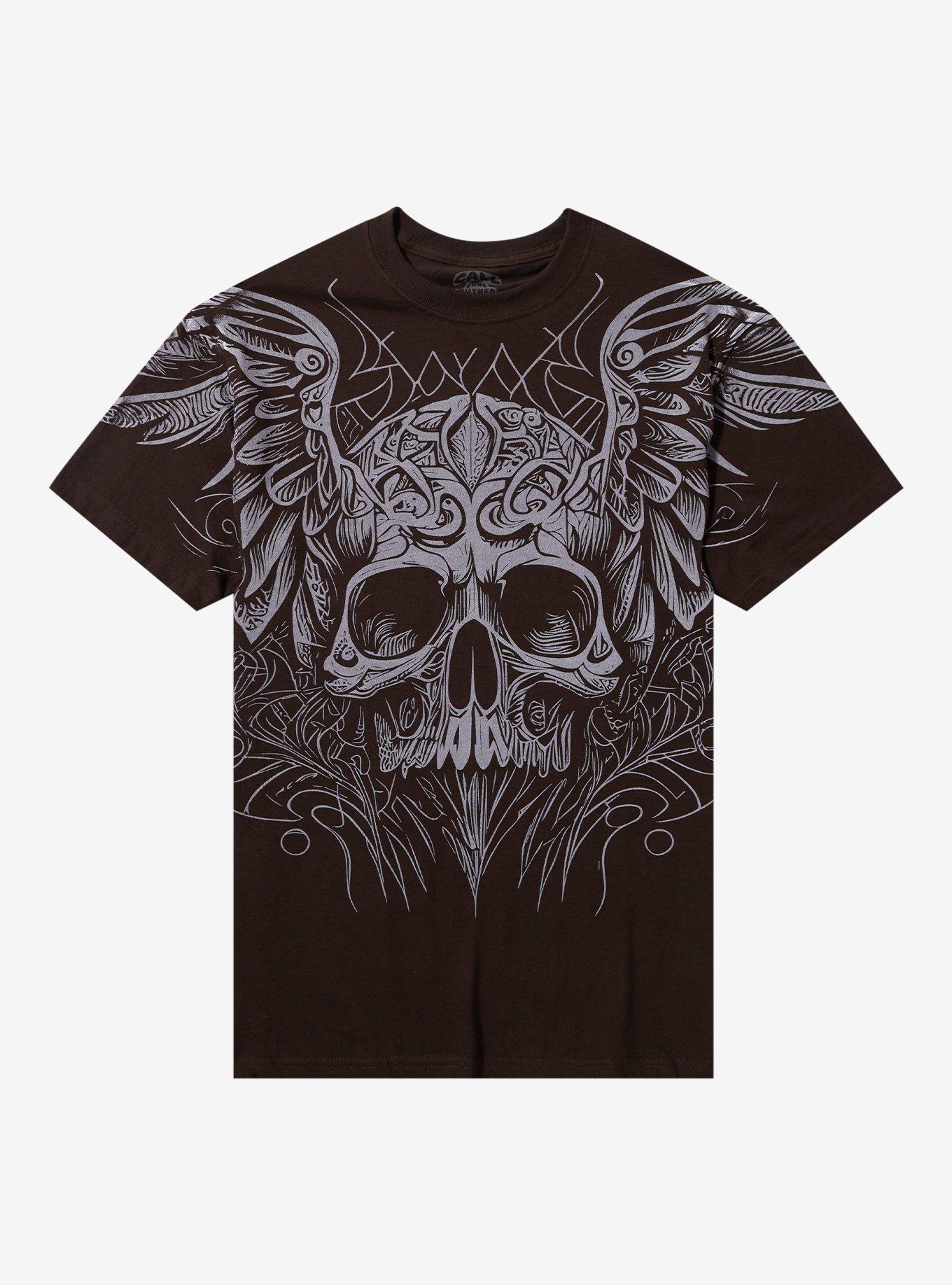 Winged Carved Skull By Call Your Mother T-Shirt | Trending Graphic Tee For Fans