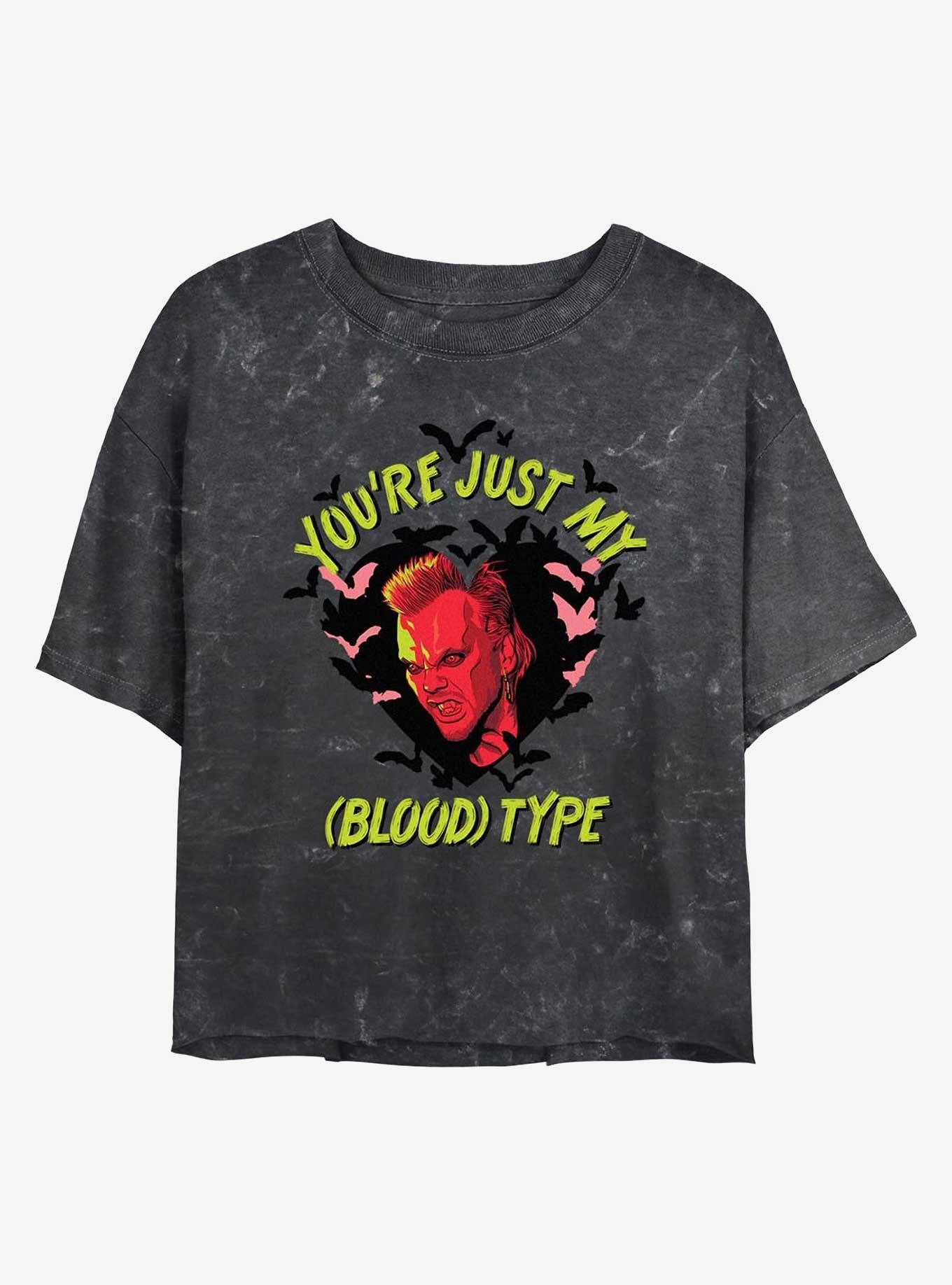 The Lost Boys You're My Blood Type Girls Mineral Wash Crop T-Shirt | Trending Graphic Tee For Fans
