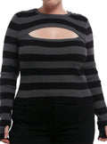 Black & Dark Grey Cut-Out Girls Crop Long-Sleeve Top Plus Size | Limited Edition Fan Favorite