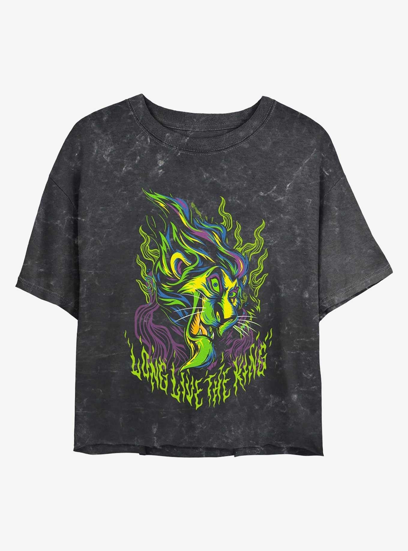 Disney The Lion King Long Live Scar Neon Girls Mineral Wash Crop T-Shirt | Trending Graphic Tee For Fans