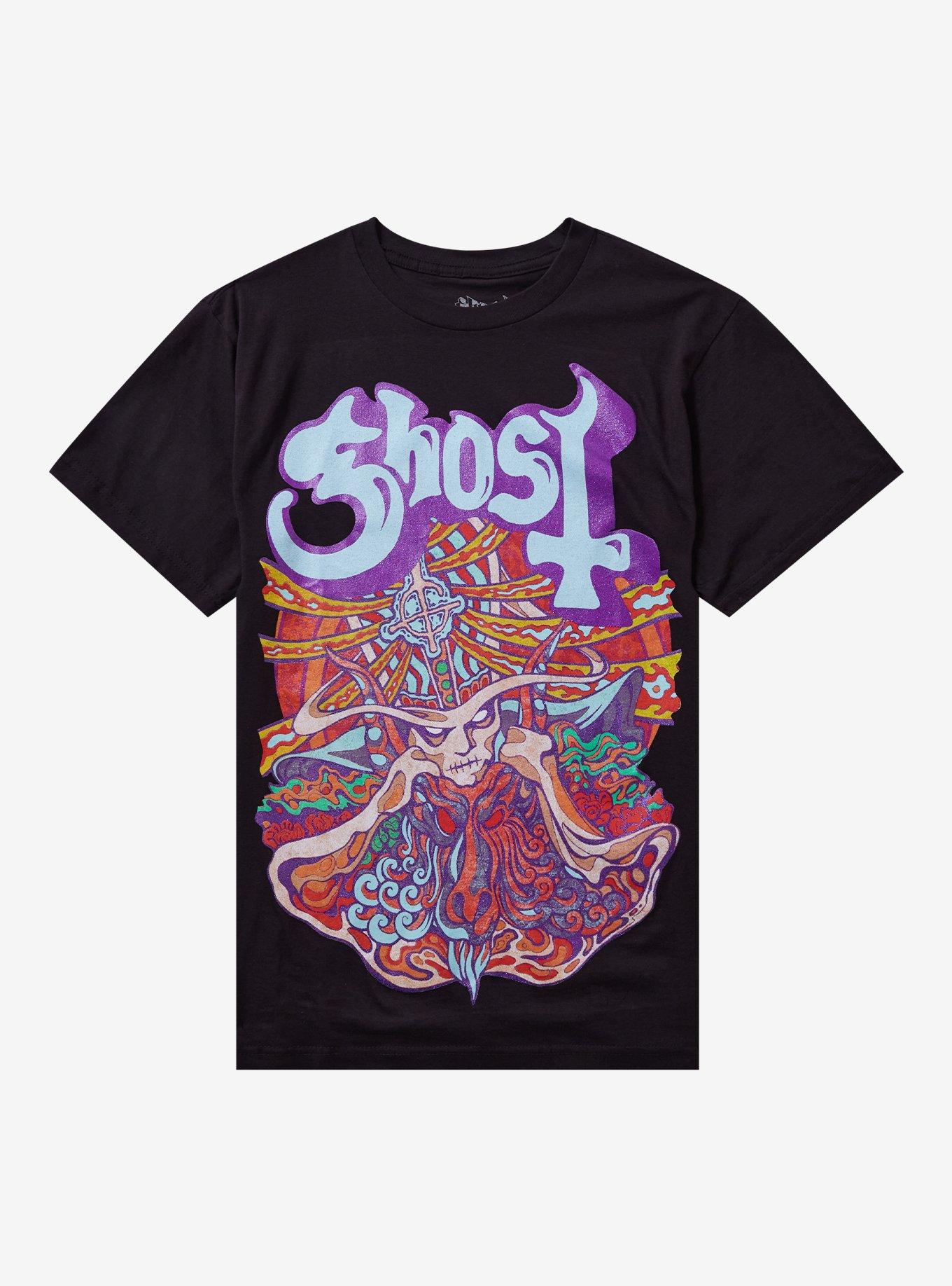 Ghost Seven Inches Of Satanic Panic Glitter Boyfriend Fit Girls T-Shirt | Trending Graphic Tee For Fans