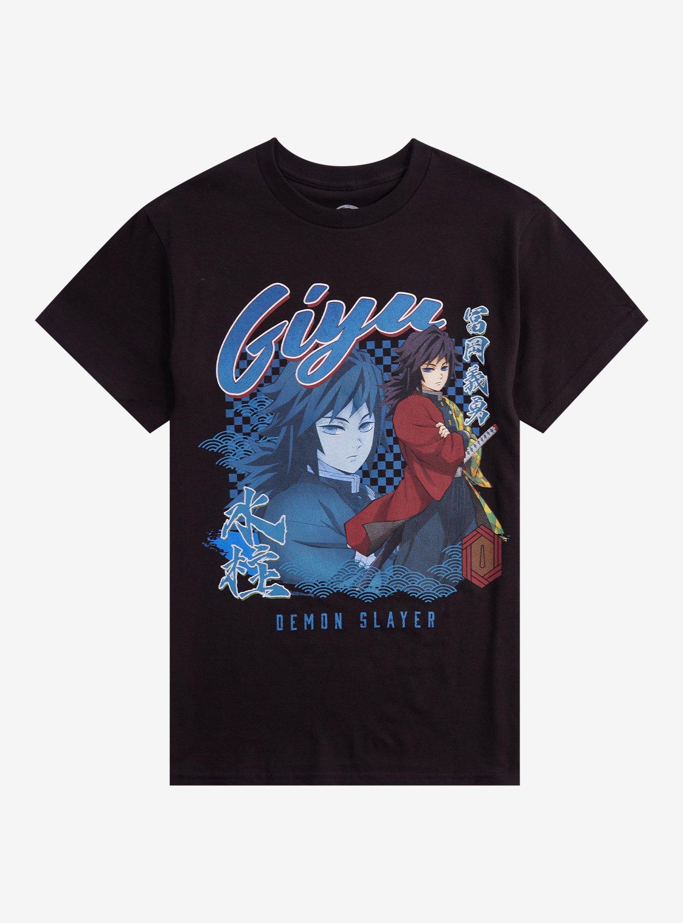 Demon Slayer Kimetsu No Yaiba Giyu Tomioka Checkered Girls T-Shirt | Trending Graphic Tee For Fans