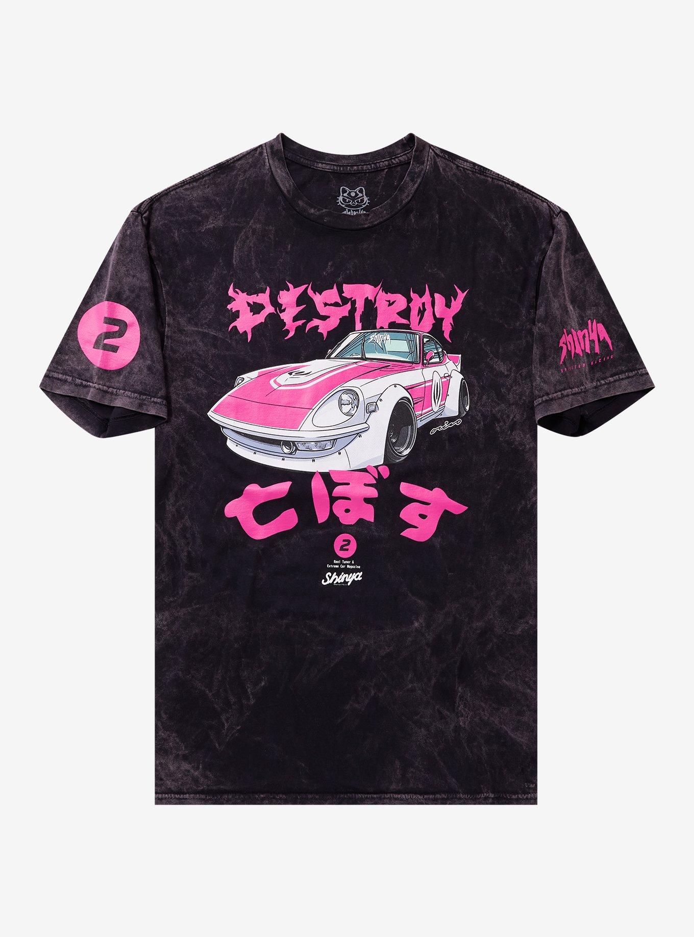 Shinya Destroy Retro Racer Mineral Wash T-Shirt | Trending Graphic Tee For Fans