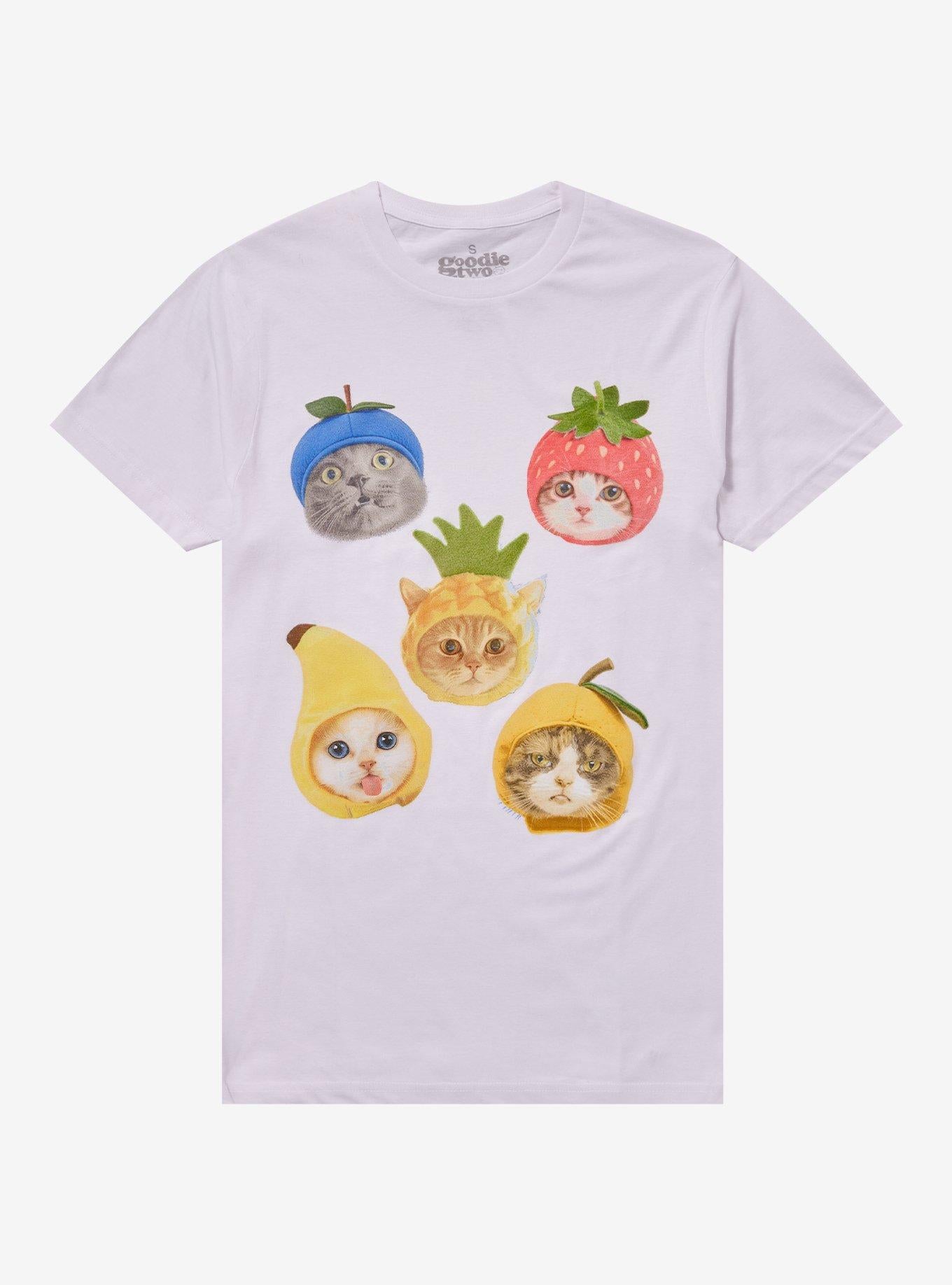 Cats With Fruit Hats By Goodie Two Sleeves T-Shirt | Trending Graphic Tee For Fans